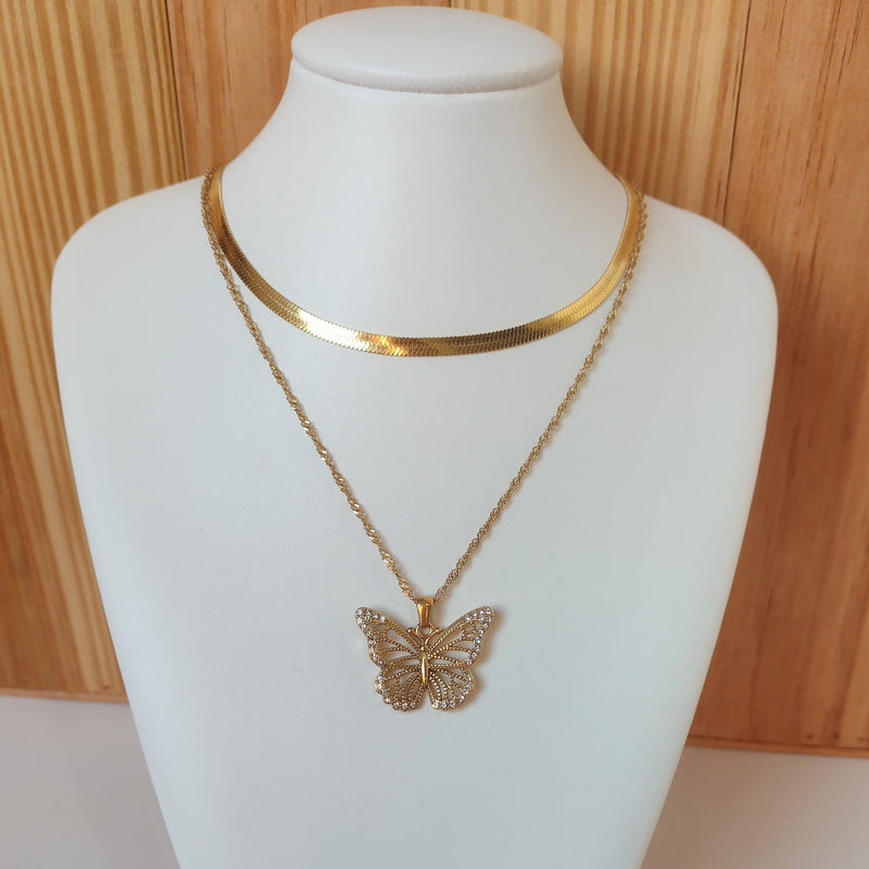 Mix Colar Borboleta + Chocker Fita