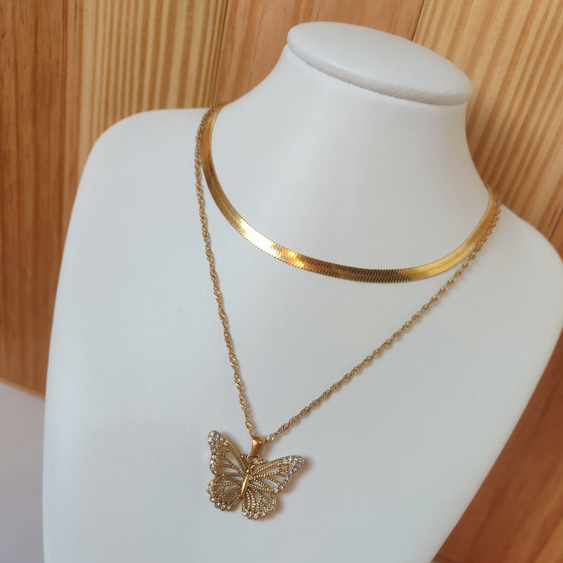 Mix Colar Borboleta + Chocker Fita