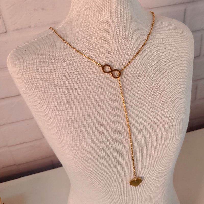 Colar Feminino Coração Infinito Modelo Gravatinha