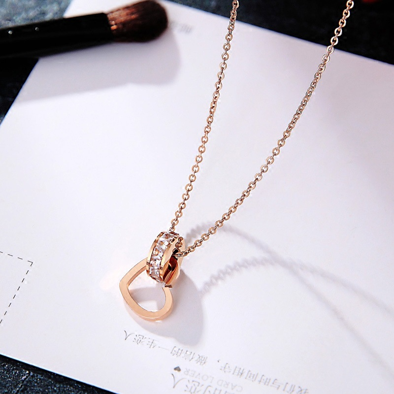 Conjunto Colar e Brincos Coração Rosê