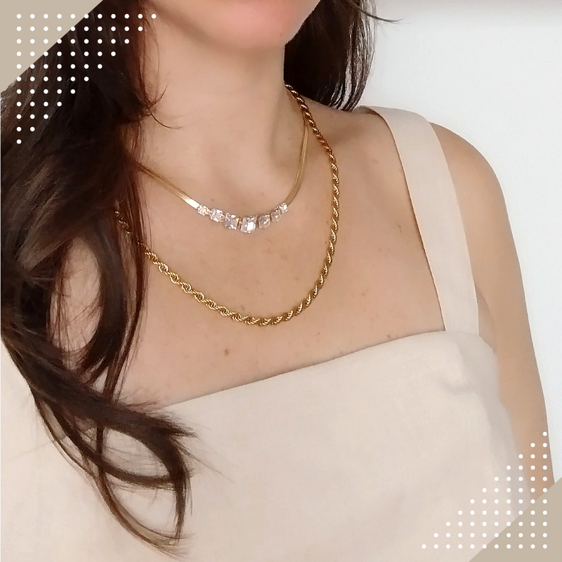 Mix Colar Trançado + Chocker Cristal