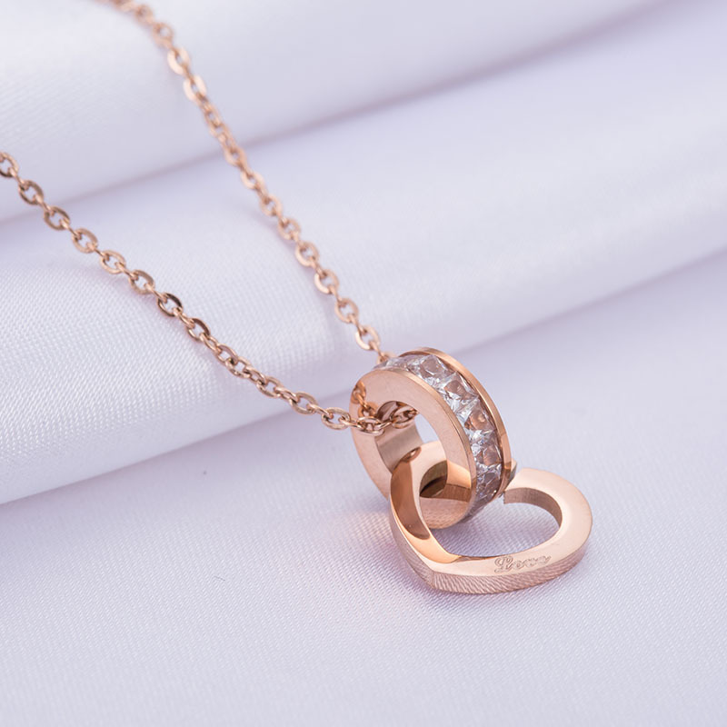 Conjunto Colar e Brincos Coração Rosê