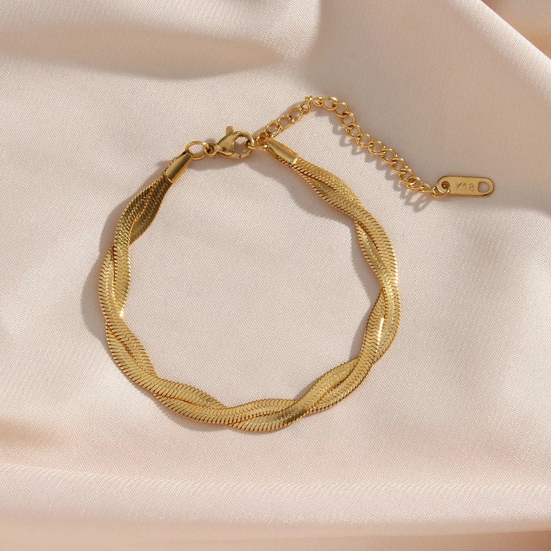 Conjunto Colar e Pulseira Trançado Gold
